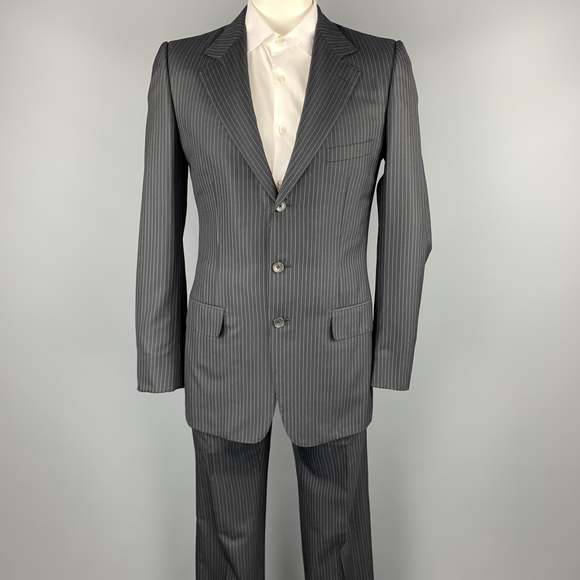 GUCCI Other - GUCCI 40 Long Black Stripe Wool / Silk Notch Lapel Suit